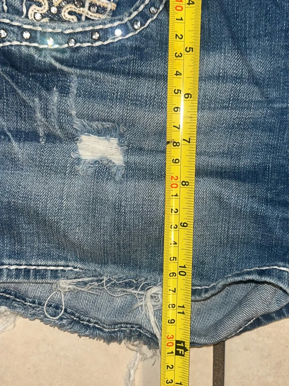 Rock Revival Denim Distressed Women’s Shorts - Blue Jean Denim Size 28
